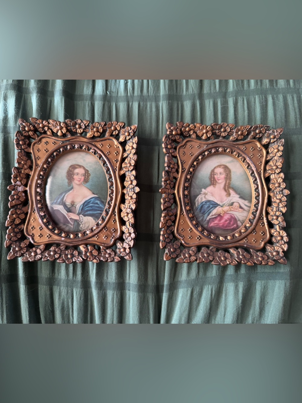 Vintage A Cameo Creation Set Of 2 Gold Framed Wall Art